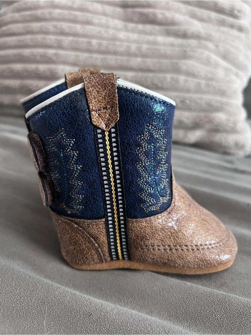 Old West Navy and Brown Kids Western Boot